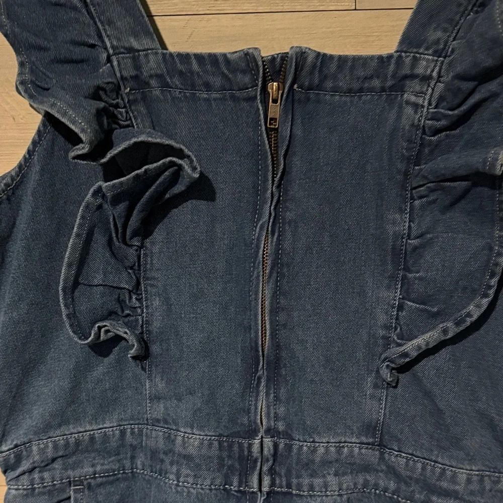 Indigo Ruffle Denim Romper